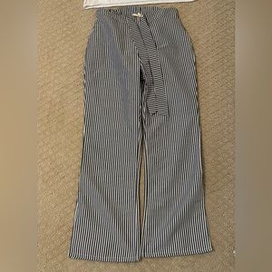 Black and white vertical striped pants